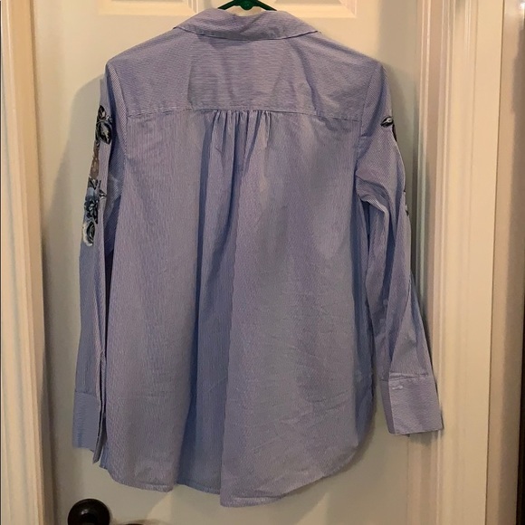 INC blue and white striped blouse - Picture 3 of 3